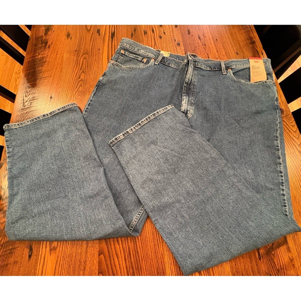 Levis 559 Relaxed Straight Jeans Mens 50x33.5 Dark Wash Stretch Denim New
